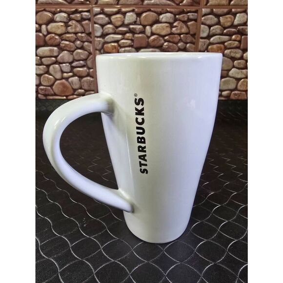 Starbucks 2014 Mug White Handle Ceramic Coffee Cup Black Mermaid Logo 18 Oz - Picture 3 of 7